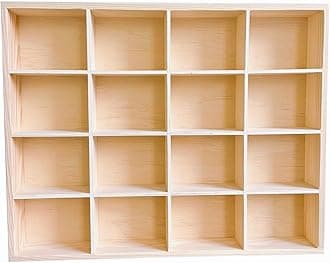 1 Pcs 13.4''x10.6''x2'' Wooden Storage Divider Box Showcase Display Organization Tray Display Holder Tabletop Box with 16 Compartments for Home Craft Office Kitchen Storage