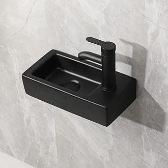Wall Hung Basin Sink Small Cloakroom Basin Rectangle Ceramic Wash Basin 380 x 220 x 100mm