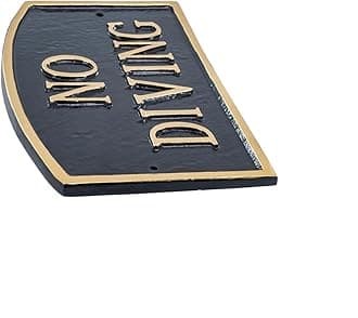 Montague Metal Products No Diving Small Arch Statement Plaque - Black/Gold