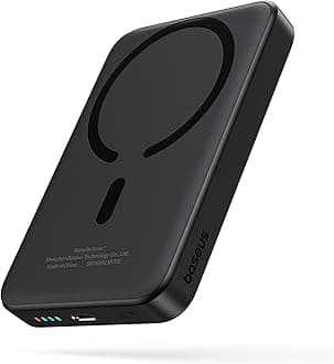 Baseusfor MagSafe Portable Charger,10000mAh Wireless Magnetic Power Bank with Type-C Cable 20W PD Charging, Slim Phone Battery Pack for iPhone 16/16 Pro/16 Pro Max, iPhone 15/14/13/12 Series -(Black)