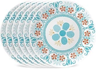 Corelle Vitrelle 6-Piece (6.75") Salad Appetizer Plates Set, Triple Layer Glass and Chip Resistant, Lightweight Round 6-3/4-inch Plates, Terracotta Dreams