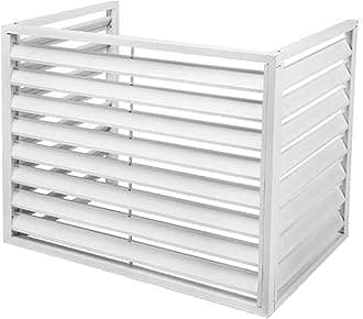 Aluminum Air Conditioner and Heat Pump Cover, 3 Panels Mini Split Air Conditioner Fence Screen for Outside Units, Noise Reduction AC Unit Cover,100x70x50cm, White