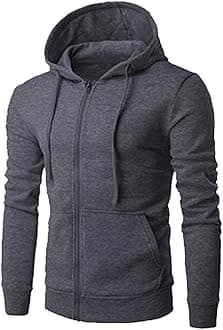 Sweatshirt for Mens Fashion Solid Zipper Hoodie Coats Drawstring Fitted Sport Casual Pullover Sweater Sweatshirts