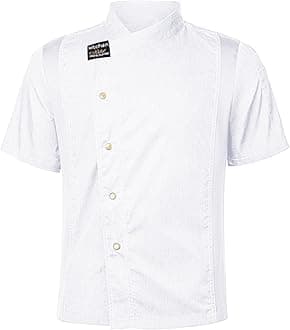 Mens Dress Shirts Chef Shirts for Men Women, Unisex Chef Coat Short Sleeves Solid Chef Jacket Hotel Restaurant Work Shirt Uniform White