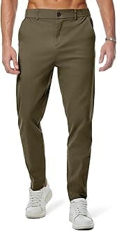 Men's Chino Pants Casual Elastic Waist Tapered Golf Trousers