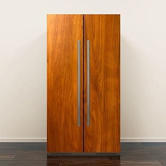 Self Adhesive Vinyl Refrigerator Wrap Set Brown Wooden Texture Door Mural Removable Fridge Sticker Peel and Stick Decal Rustic Kitchen Decor, Style 6