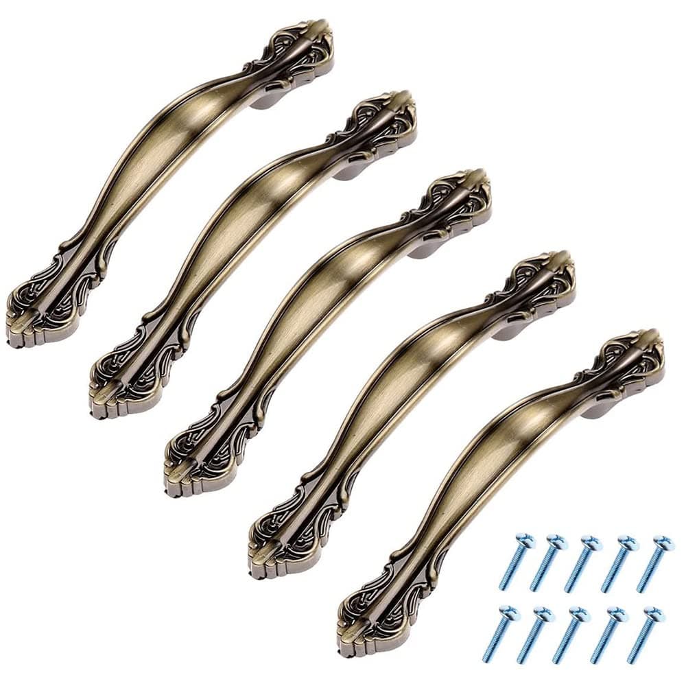 MARSTREE Modern Europe Style Zinc-Alloy Knobs Handle Pull for Door Cabinets Drawer Cupboard Kitchen Bathroom Pull Handle Knobs (96MM, Antique Brass)