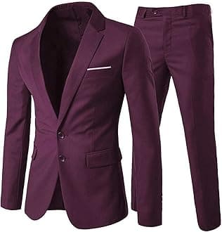 AllthemenMens Suits 2 Piece Slim Fit Wedding Dress Suit Two Buttons Business Suit Blazer Casual Jackets Trousers