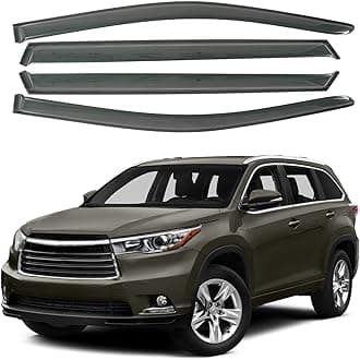 4 PCS Window Visors Rain Guards for 2014 2015 2016 2017 2018 2019 Toyota Highlander, Tape-on Side Window Wind Deflectors Vent Shades Shield for 14-19 Highlander