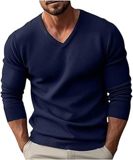 Sweaters for Men V Neck Sweater Slim Fit Comfortably Knitted Long Sleeve Casual Business Pullover Dress Sweater 2024