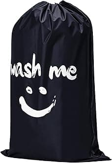 HOMEST XL Wash Me Travel Laundry Bag, Dirty Clothes Organizer, Large Enough to Hold 4 Loads of Garments, Easy Fit a Hamper or Clothing Basket, Black
