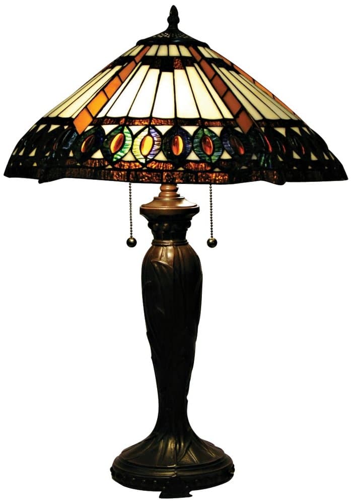 1908 StudiosAmber Jewel Tiffany-Style Table Lamp