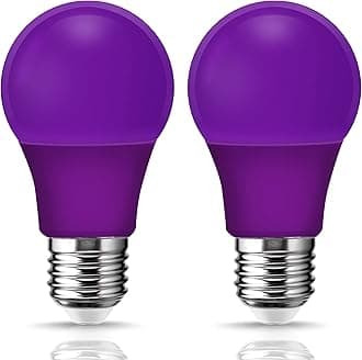 Purple LED Bulb, A19 LED 9W Purple Light 60W Equivalent, Colored Purple Light Bulbs, E26 Base Lighting for Porch Light Bulb, Halloween Decor, Christmas, Party Black Lights, Not Dimmable, 2 Pack