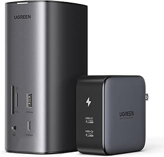 UGREEN Revodok Pro 312 12-in-1 USB C Docking Station with 100W GaN Charger, 3 Screen Expansion, MacBook 8K/4K, HDMI DP Output, 10Gbps High Speed Data Transfer, USBA 3.2+ USB C3.2 Ports, PD 100W Rapid