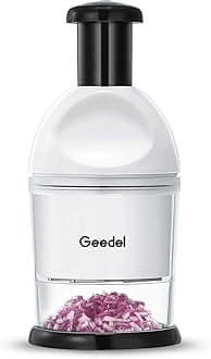 Geedel Food Chopper, Easy to Clean Manual Hand Vegetable Chopper Dicer, Dishwasher Safe Slap Onion Chopper for Veggies Onions Garlic Nuts Salads White