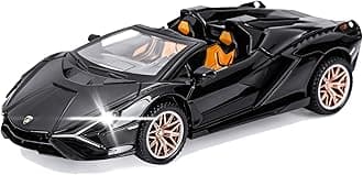 1:32 SIAN Open LAMOBRGHINI Toy Car Metal Pull Back Diecast Car with Openable Door and Sound Light, Gifts Toys for Kids【 Black 】