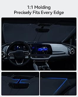 Windshield Sunshade for Chevy Equinox 2025 Accessories Foldable Sun Shield Block UV Rays with Dual-Silver Coating& Nano Ice Crystal Cooling Keeps Car Interior Cool& Protected