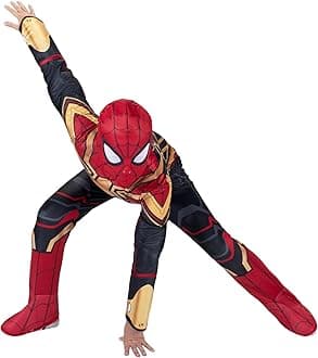Marvel Boys Deluxe Iron Spider Man Costume, Kids Spiderman Integrated Suit for Children