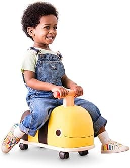 B. toys - Ride-On Toy - Wooden Ride On for Toddlers - Handle & 4 Smooth Wheels - Push & Roll Bee - Boom Buggy - 18 Months +