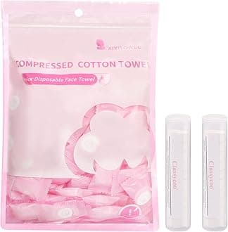 100 PCS Compressed Towel with 2 Carrying Cases - Mini Tablets Disposable Portable Face Towel Cotton Coin Tissue for Travel, Camping,Hiking,Sport,Beauty Salon,Home Hand Wipes & Other Outdoor Activities