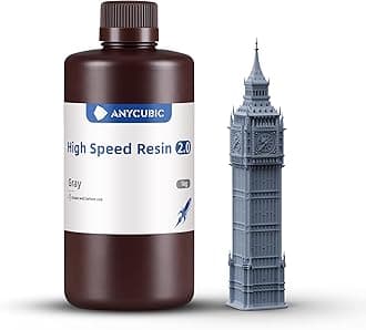ANYCUBIC High Speed 3D Printer Resin 2.0, Print Up to 3X Faster, Special Photon Mono M5s/M7 Series, Particularly Apply for Large-Size 3D Printing Models, Low Odor (High Speed Grey, 1kg)