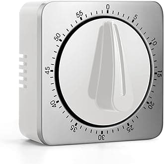 Kitchen Timers for Cooking, Chef Cooking Timer Clock with Loud Alarm,100% Mechanical Desk Timer - No Batteries Required - Magnetic Backing, Exquisite Stainless Steel Body - Countdown Reminder Magnetic
