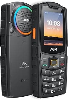 M6 Rugged Feature Cell Phone with Dynamic LED Ring Light, 4G Basic Mobile Phones, Waterproof | Drop-Proof, Large Buttons | Large Font, 109dB Powerful Speaker, Dual SIM, 2500 mAh, for T-Mobile ONLY
