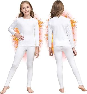 Girls Thermal Underwear Set Ultra Soft Fleece Lined Kids Long Johns Top Bottom Thermals Kids Base Layer Winter Warm