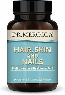 Dr. MercolaHair, Skin and Nails, 30 Servings (30 Capsules), with Biotin, Keratin & Hyaluronic Acid, Dietary Supplement, Promotes Youthful Appearance, Non-GMO