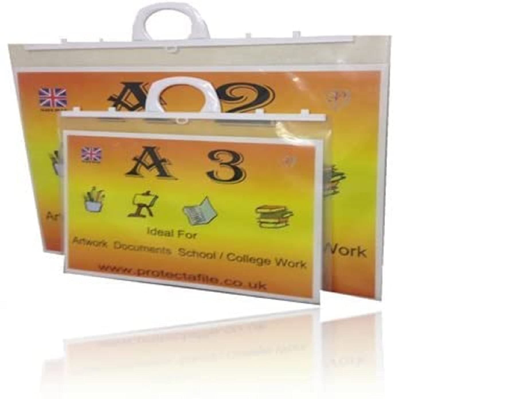 A2 Clear Foolscap Art Portfolio Folio Folder Flat Carry Case + Handle Project Bag (A2)- Organize, Protect, and Showcase Your Creative Work