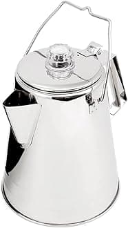 Percolator Coffee Pot I Glacier Stainless Steel Ultra-Rugged for Brewing Coffee Over Stove and Fire | Ideal for Group Camping, 14 Cup