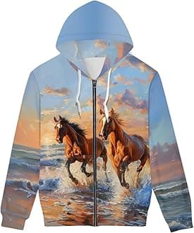 GLUDEAR Men's 3D Printed Cool Wolf Hoodie Novelty Full Zip Sweatshirt Pullover Hoodies XS-5XL