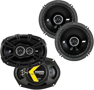KICKER Speaker Package of 2 Items: DS Series Two 6"x9" Coaxial Speakers 4-Ohm & Two 6.5" Coaxial Speakers 4-Ohm - 1x 43DSC69304, 1x 43DSC6504