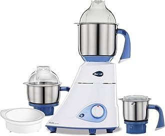 Preethi Blue Leaf Diamond MG-214 mixer grinder 750 watt (Blue/White) 3 jars & Flexi Lid, FBT motor with 2yr Guarantee & Lifelong Free Service