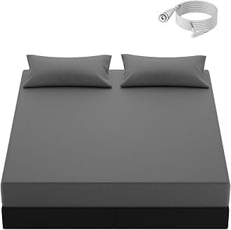 Grounding Sheets King Size, 10% Pure Silver Fiber + 90% Organic Cotton, Grounded Sheet Connected Bedding Fitted Earth Sheets with Grounding Cord Deep Gray King LGC1