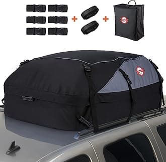 Sailnovo Car Rooftop Cargo Carrier Roof Bag, 20 Cubic feet Waterproof Roof Cargo Carrier fit car Without Luggage Rack - Vehicle Soft Shell Roof Cargo Box with Tie-Down Strap