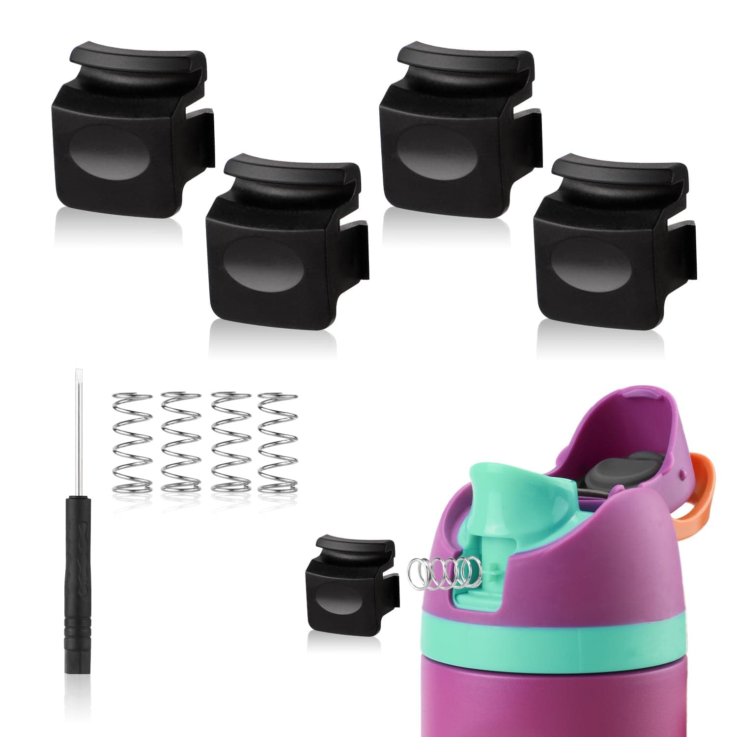 PEUTIER 4pcs Replacement Button Compatible with Owala FreeSip 24oz 32oz, BPA-Free Water Bottle Lid Mouth Push Switch Top Cap Seal Stopper Replacement Parts for Owala 19/24/32/40oz Accessories