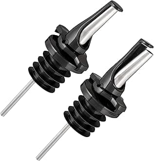 Poura Spirits Pourer, Patented Quick Pourer, Wine Pourer, Mid-Stop Spout, Fits Most Bottles, New Standard Under Spirit Pourers, Black, 2