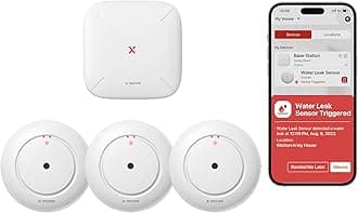 X-Sense Wi-Fi Water Leak Detector, Smart Sensor Alarm, Detector Alarm With 1700 Ft Transmission Range For Kitchens, Basements, Bathrooms, 3 Detectors & 1 Base Station, Model Sws54