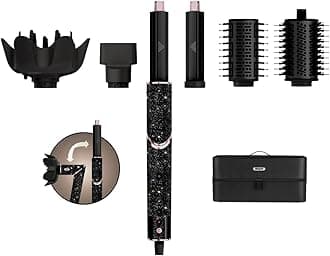 FlexStyle Sparkle Limited Edition Black Diamond 5-in-1 Air Styler & Hair Dryer with Auto-Wrap Curlers, Paddle Brush, Oval Brush, Concentrator, Storage Case, HD440JBUK, 5 Years Warranty