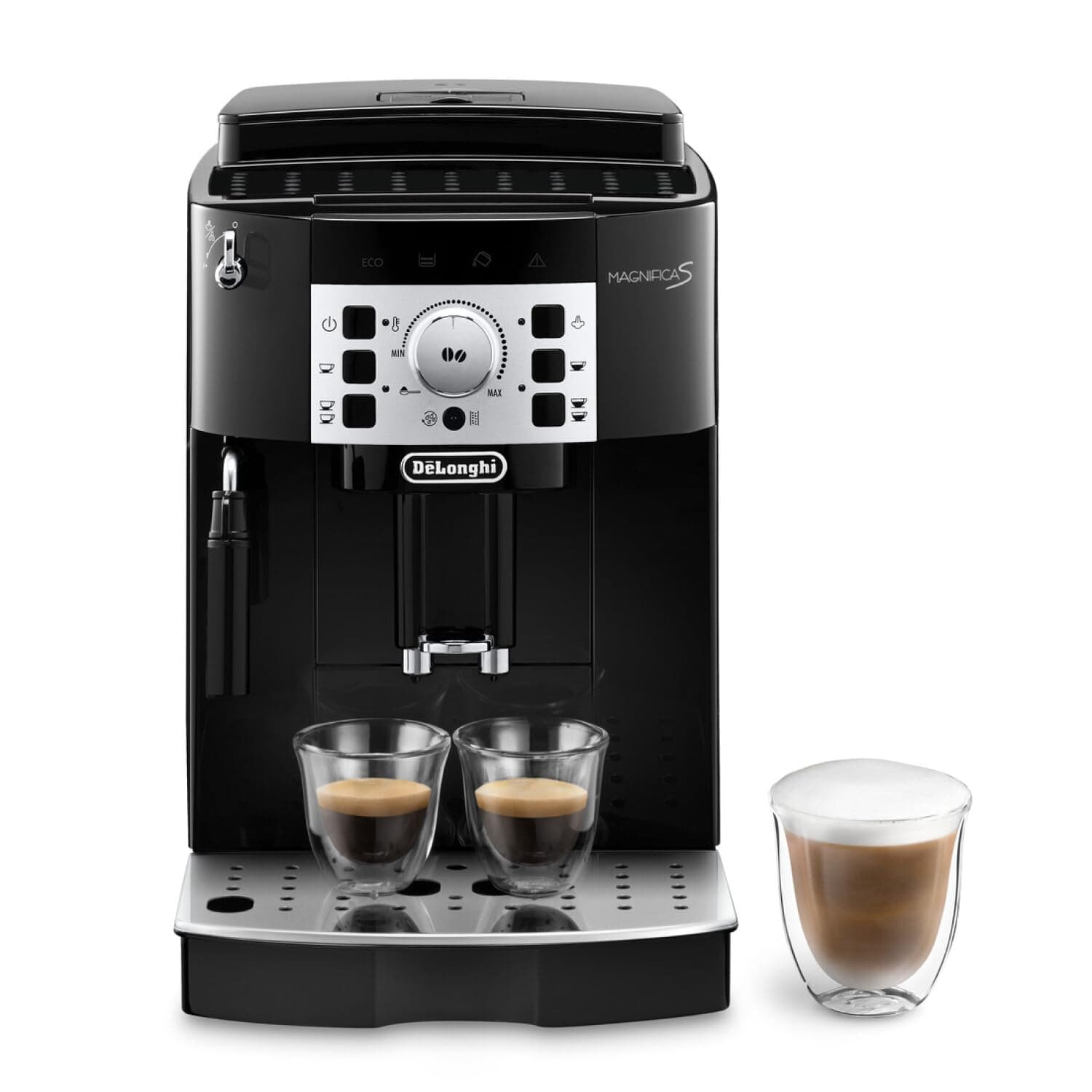 De'Longhi MAGNIFICA S SMART Bean To Cup Fully Automatic Coffee Machine With Milk Frother, Built In Grinder, Americano, Cappuccino, Latte, Macchiato & Espresso Maker ECAM22.110.B Black