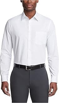 Van Heusen Men's Dress Shirts Regular Fit Lux Sateen Stretch Solid
