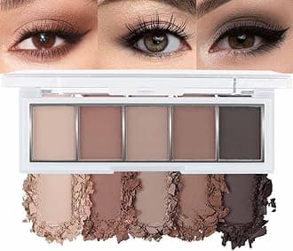 5 Colors Matte Nude Eyeshadow Makeup Palette, Nude Brown Cocoa Taupe Ebony Black Smokey Matte Cream Mini Eye Shadow Palette Makeup for Older Women Blue Green Eye, Contour Palettes sombras de ojos