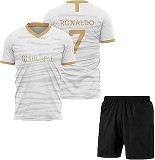 Ronaldo 7 Boys Official Home New Football Jersey Set with Shorts 2024 (Kid's, Boy's& Men)