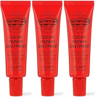 Lucas’ Papaw Ointment – 3 x Tubes of 15g Each with Lip Applicator – Multipurpose Skin Relief – Made in Australia