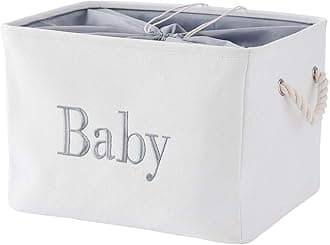 INough Storage Basket for Nursery, Baby Toys Storage Bins, Empty Large Basket,for Baby Girls or Boys Room,Wipes and Diapers, Storage Box for Nursery/Kids Room (16 x 12.2 x 11 Inches)