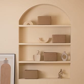 4 Pack Shelf Baskets for Organizing Home - Perfect for Toys, Books, and Clothes, Versatile Woven Storage Baskets with Handles, Durable Cube Storage Bins, 13''L x9''W x7.8''H, Jute