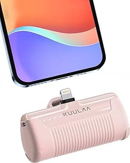 Kuulaa Portable Phone Charger, Small Power Bank 4500mAh Mini Power Bank for iPhone Cute Battery Pack Backup Charger Travel Compatible with iPhone 14/13/12/11/XS/XR (Pink)