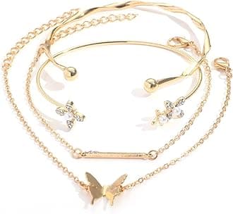 Latest Stylish 4pcs Multilayer Butterfly Flower Bangle Bracelet for Women and Girls (14749b)