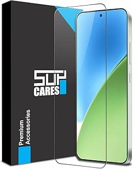 SupCares Military-Grade Gorilla Tempered Glass Screen Protector for Xiaomi 15 (6.36 Inch) With Installation Kit | Edge to Edge Coverage | Black